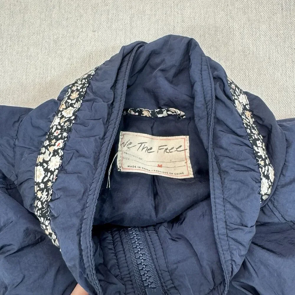 Free People Women's Size Medium On My Mind Bomber Jacket Navy